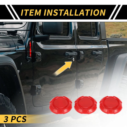 3 x Car Exterior Door Key Jack Covers for Jeep Wrangler JL JLU Sport (2018-2022)
