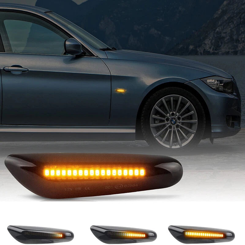 2 x Dynamic Sequential LED Side Marker Signal Lights for BMW E90 E60 E92 E91 E46