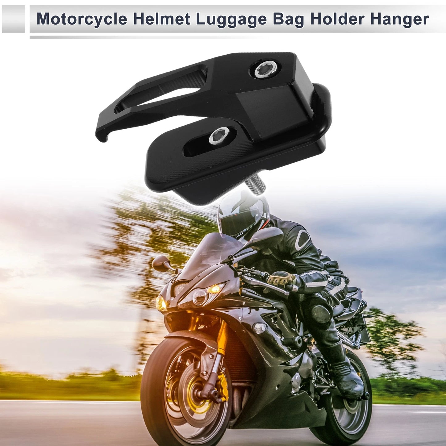 Square Aluminum Alloy Motorcycle Hanging Hook 1 Set Black 78mm Length
