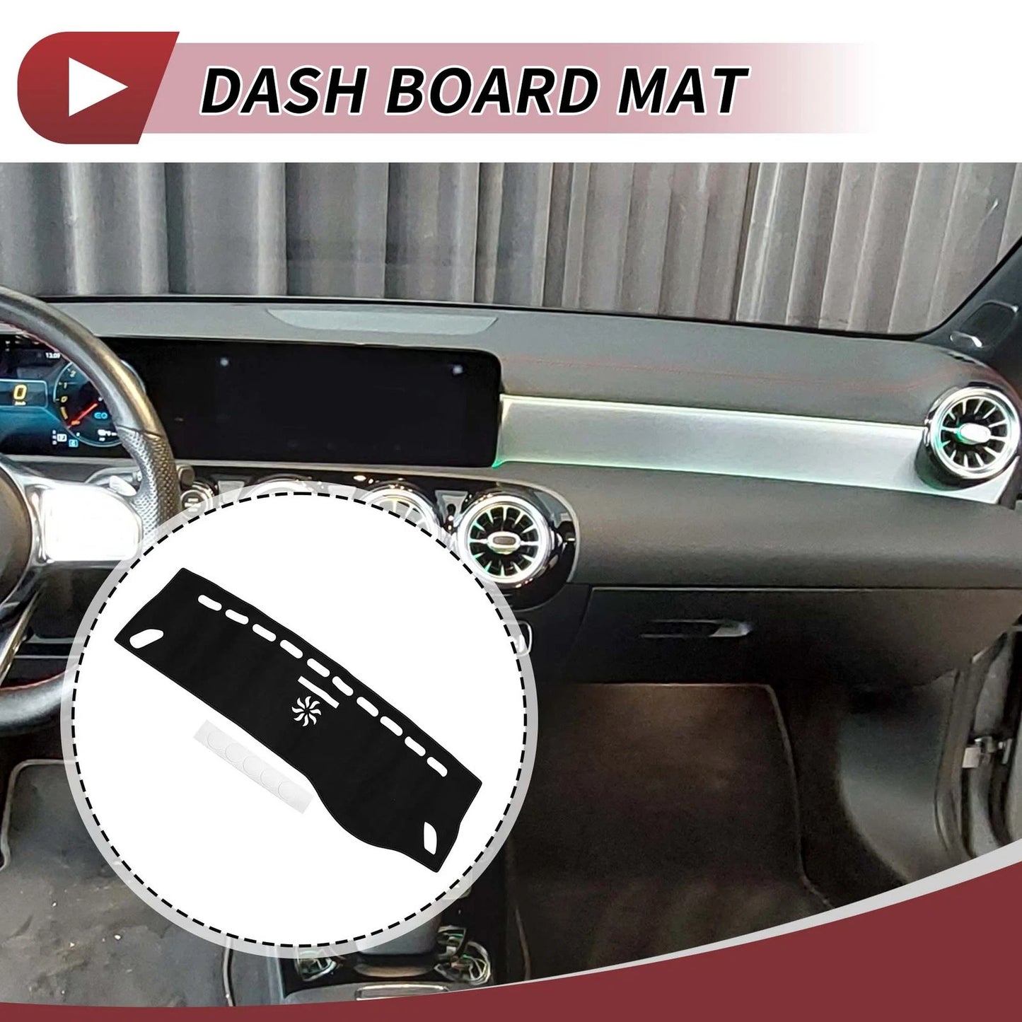 Dashboard Cover Mat for Mercedes CLA 2013-2019 Sun Protector Pad Black