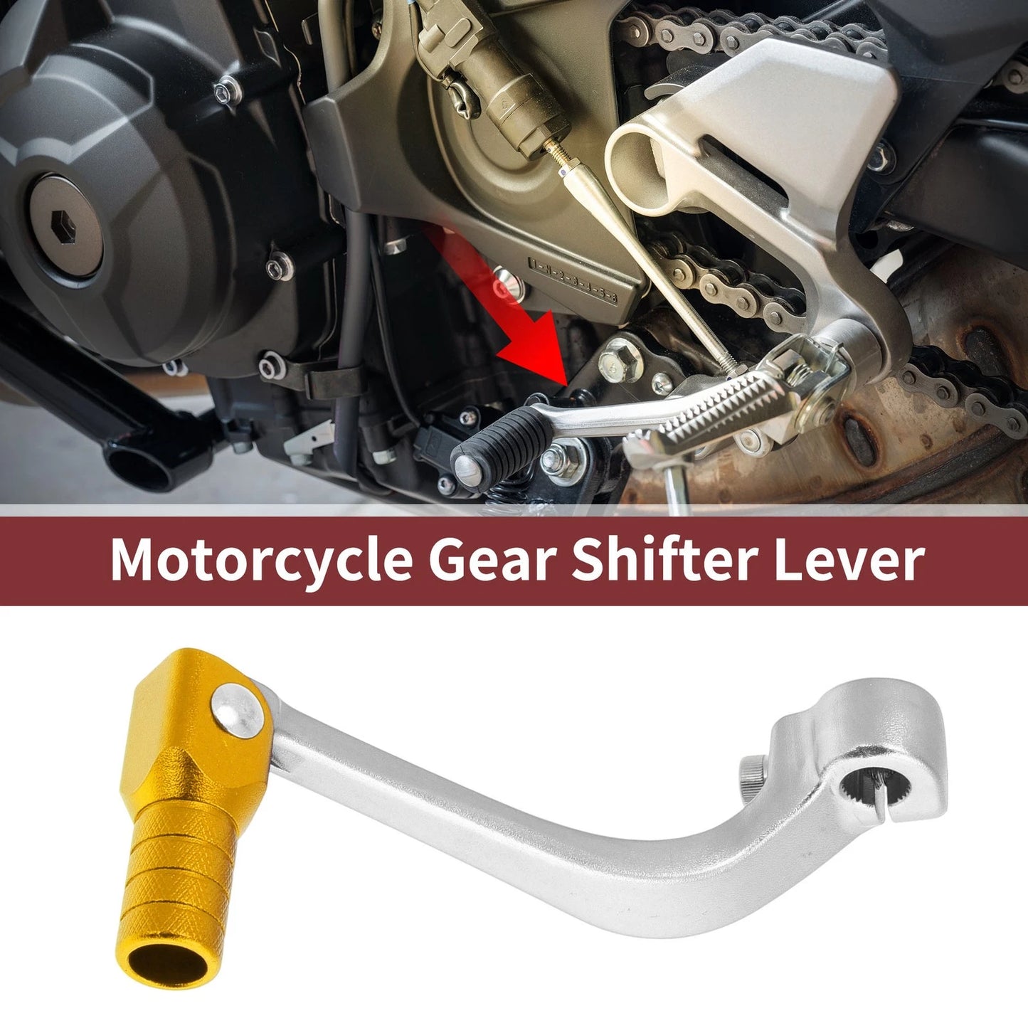 Shifter Lever for Honda CRF110F (2013-2018) Silver Gold Tone