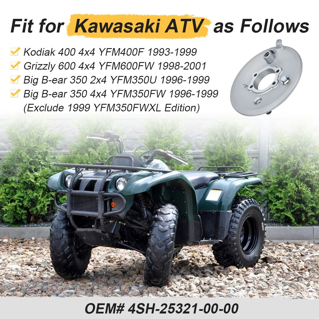 Rear Brake Drum Plate 2x4/4x4 for Yamaha Big Bear 350 YFM350U (1996–1999)