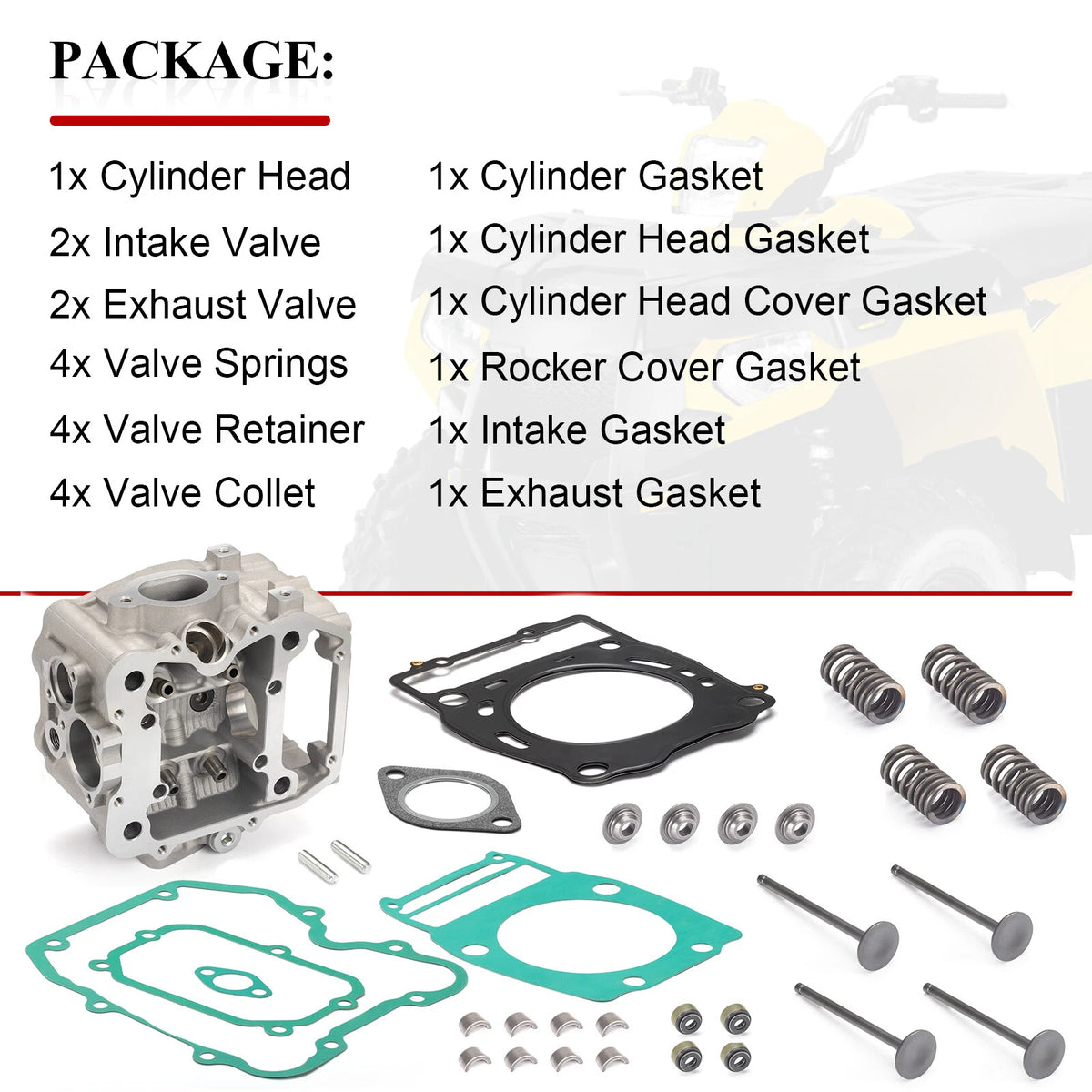 Engine Cylinder Head & Valve Kit for Polaris Sportsman 400/450/500 (2000–2011)
