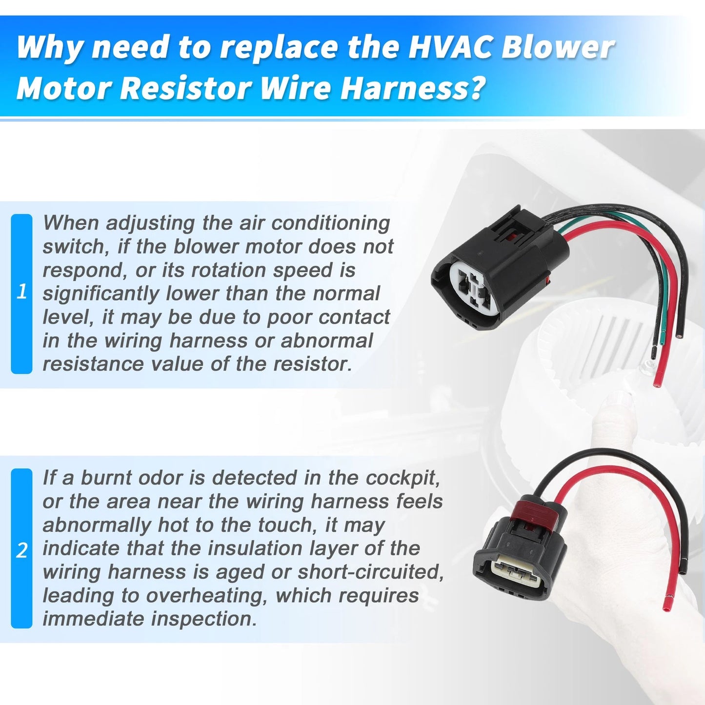 HVAC Blower Motor Resistor Wire Harness for Ford