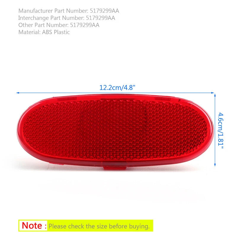 Front Door Panel Reflector for Dodge Ram 1500 2500 3500 (2004-2009) Red