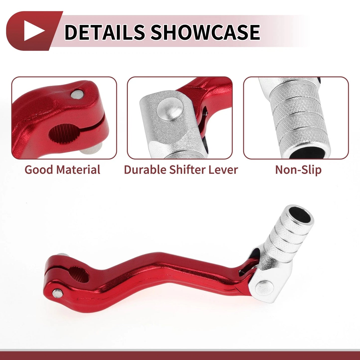 Folding Gear Shifter Lever Red Lever Silver Tone Head for Kayo T2
