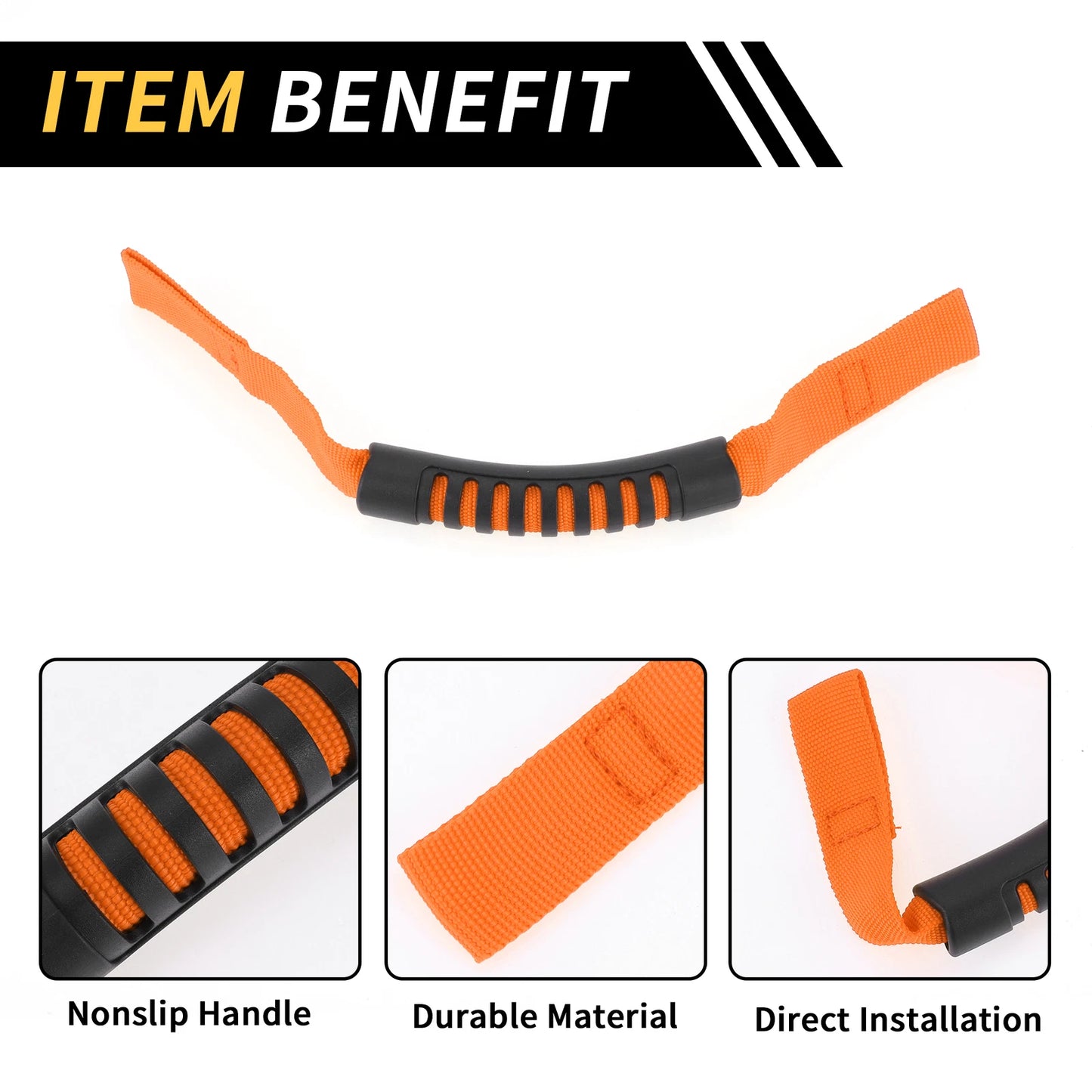 2 x Headrest Grab Handles for Jeep Wrangler (2011-2023) - Orange