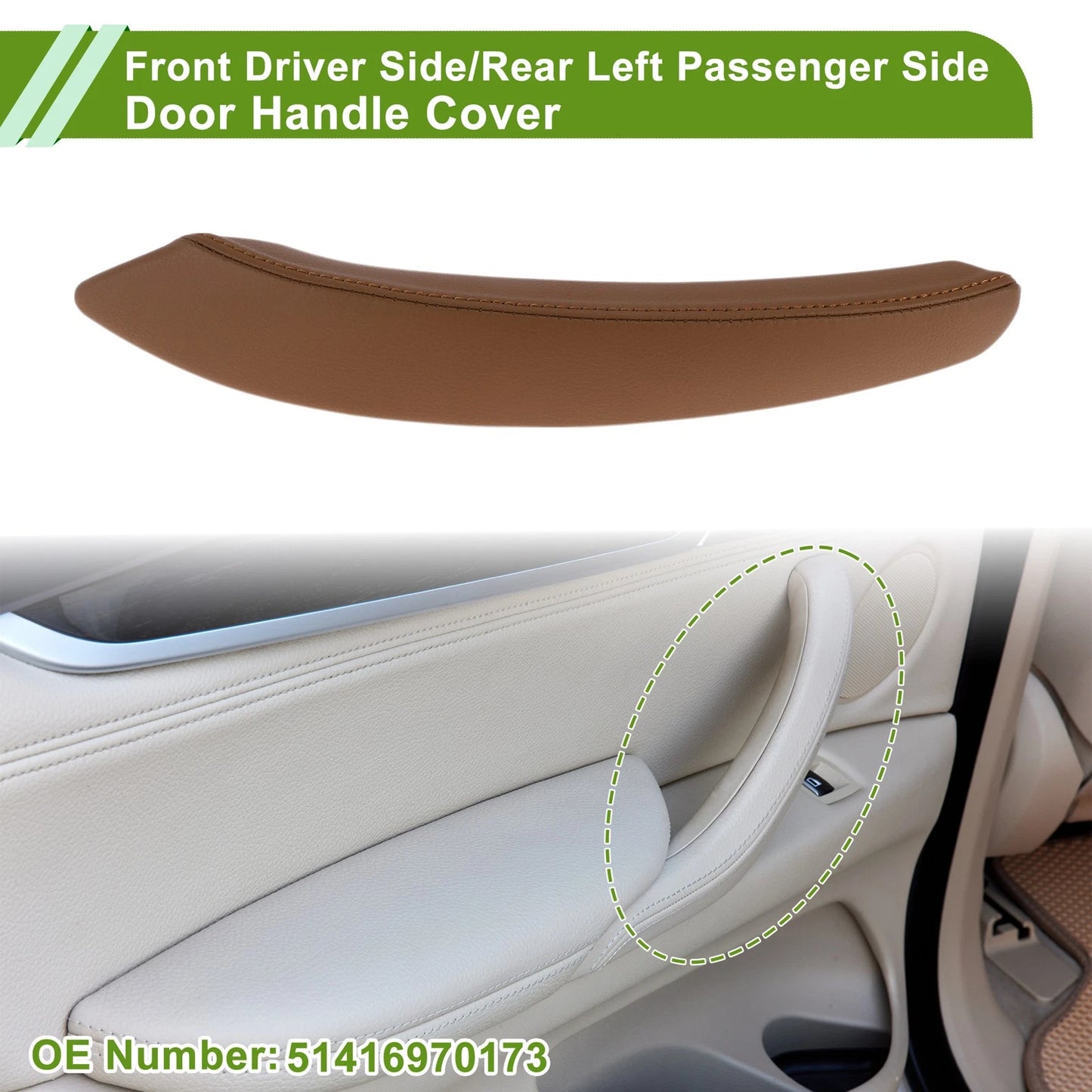 Light Brown Door Panel Handle Pull Trim Cover for BMW X5 (2008-2013)