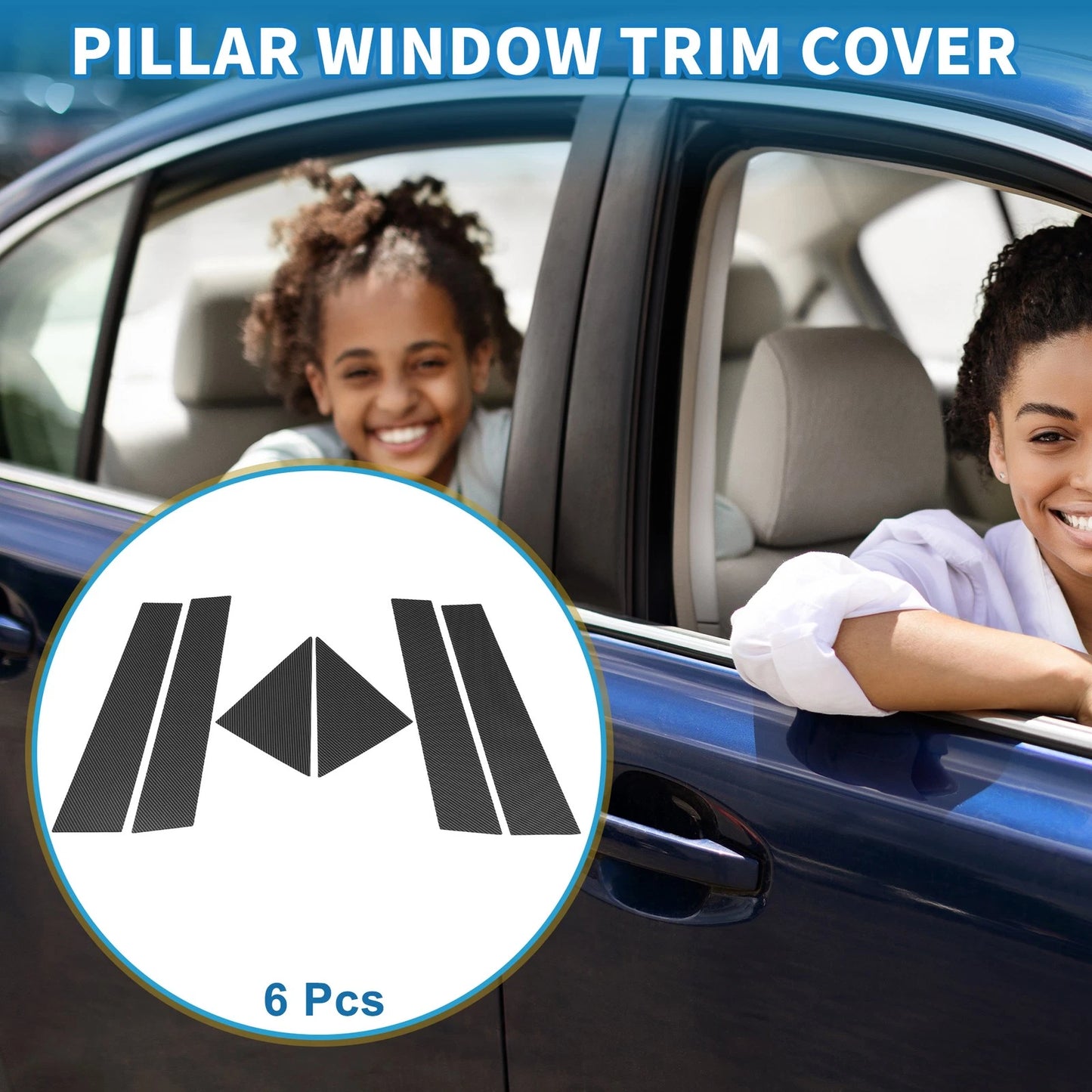 6 Pcs Door Pillar Window Trim for Toyota Avalon Carbon Fiber Black (2019-2023)