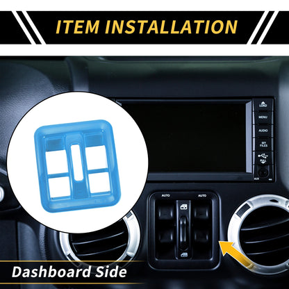 Dashboard Window Switch Button Cover Trim for Jeep Wrangler JK JLU (2018-2023)