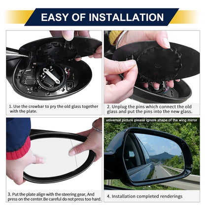 Heated Left Side Mirror Glass w/ Backing Plate for Toyota RAV4 (2001-2023)