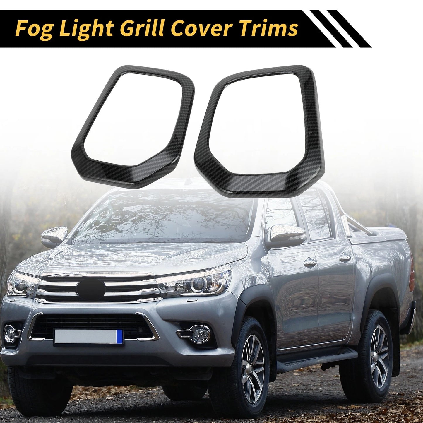 Set Carbon Fiber Fog Light Grill Cover Trims for Toyota Tacoma (2016–2023)
