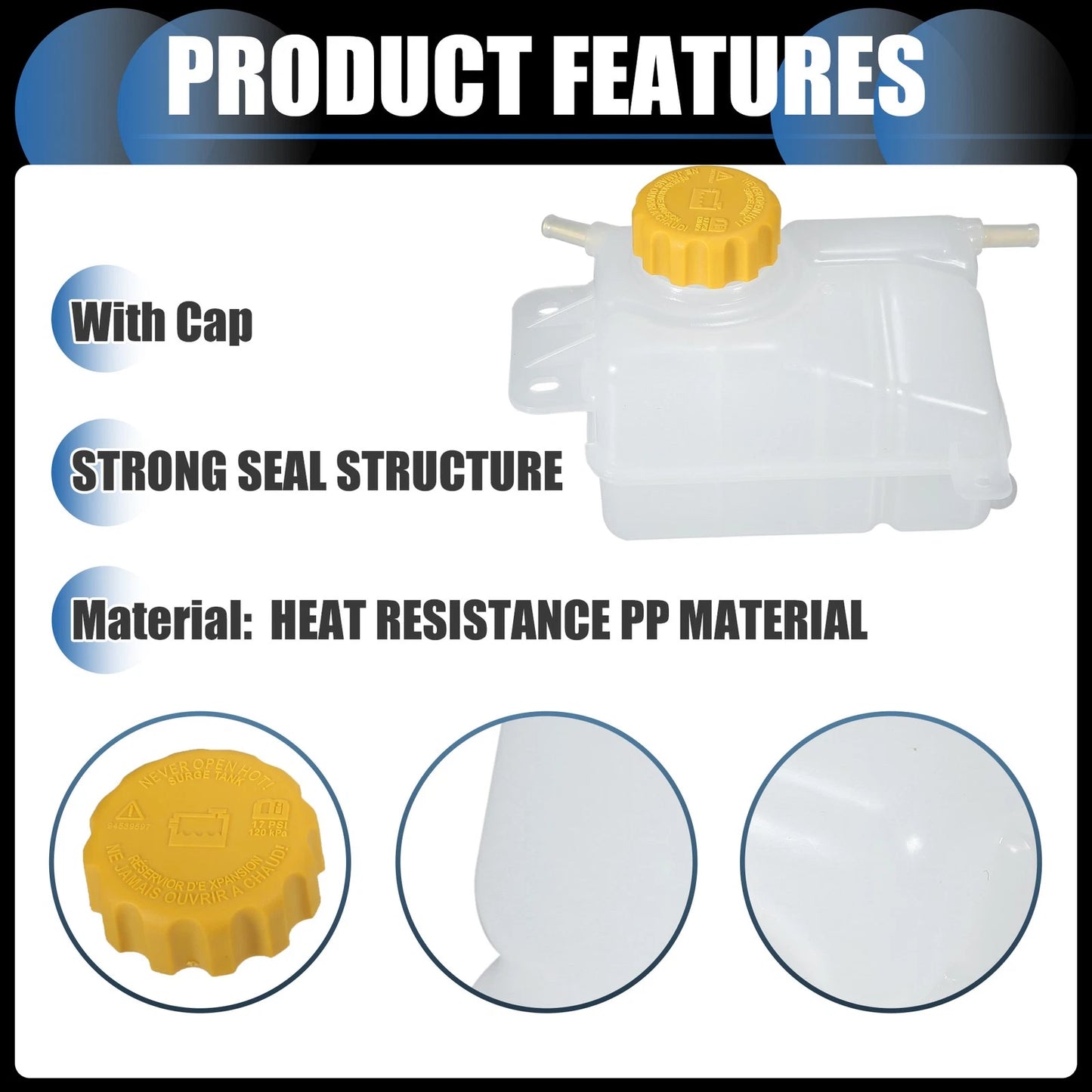 Set Coolant Expansion Overflow Tank with Cap for Chevrolet Aveo
