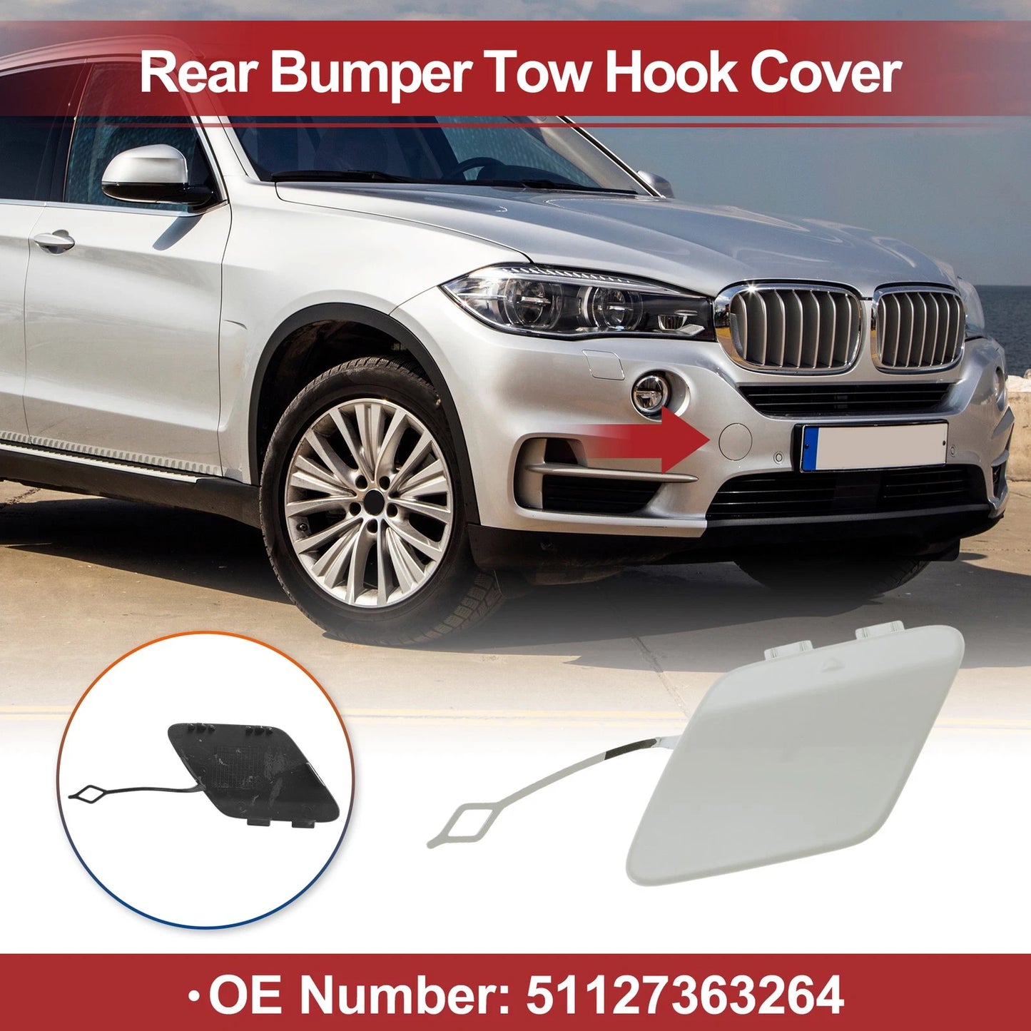 Rear Bumper Tow Hook Cover for BMW 428i (2014-2016) - White 1 x Cover