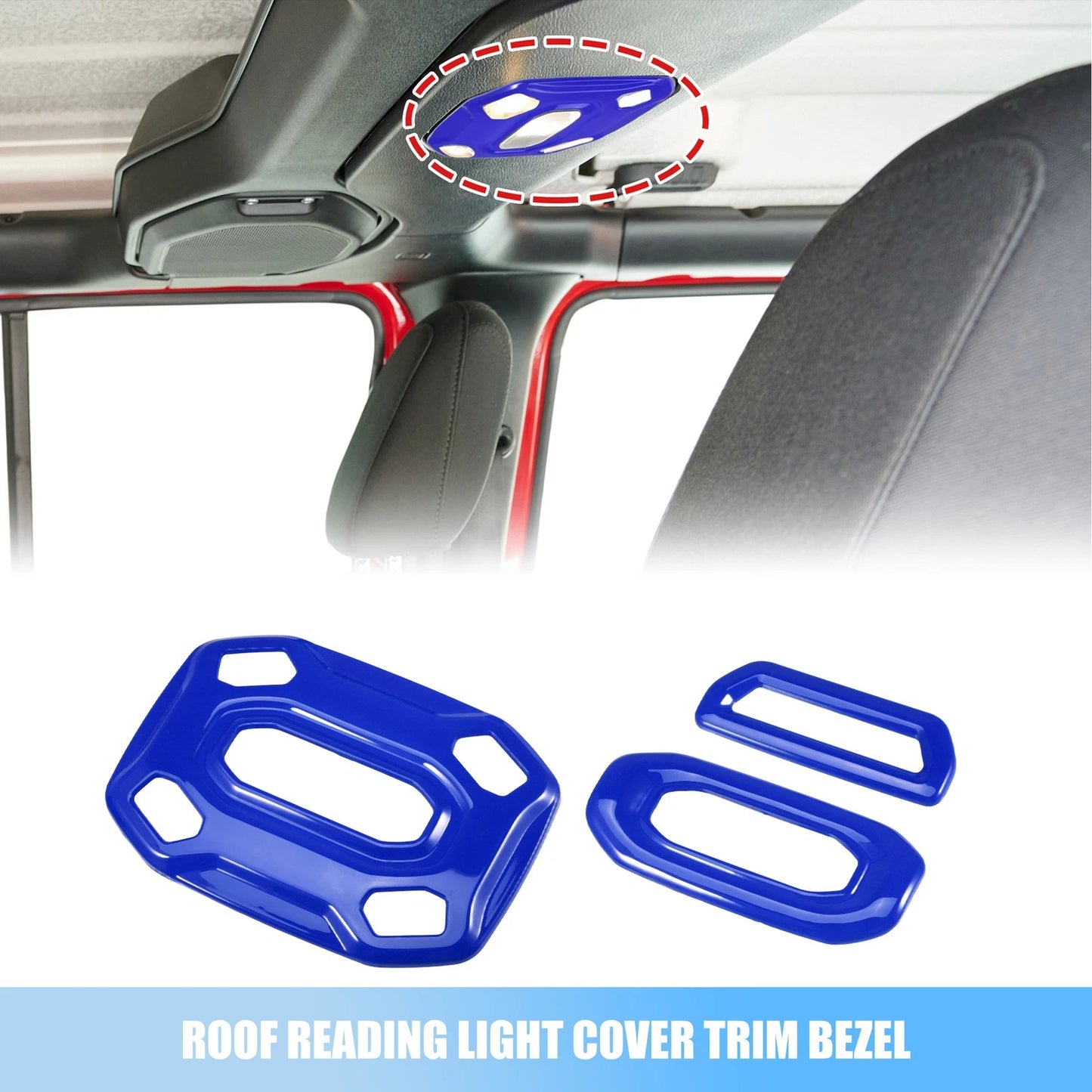 Blue Roof Reading Light Cover Trim for Jeep Wrangler JL (2018-2023)