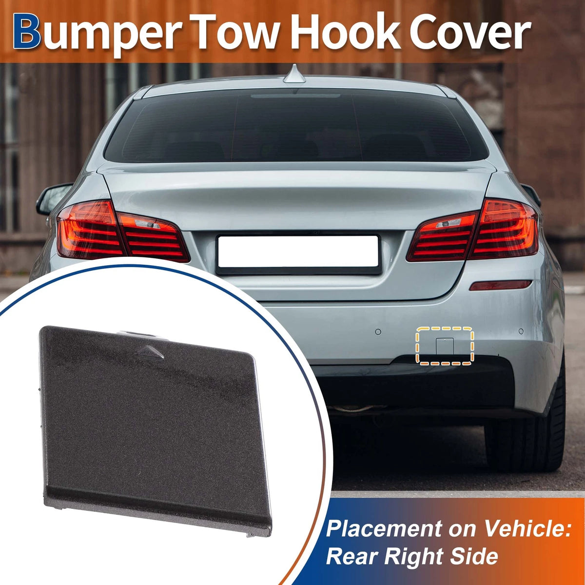 Rear Tow Hook Cover for BMW 5 Series F10 (2011-2017) Deep Gray