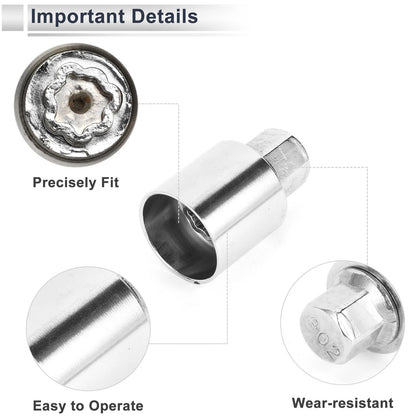 Wheel Lock Lugnut Antitheft Key Socket for Jeep Compass (2017-2023)