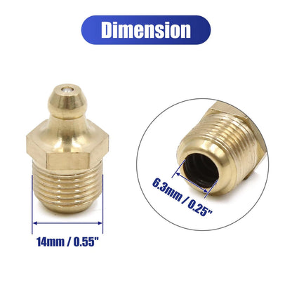 Grease Nipple Fitting 6pcs M12 x 1 Thread Brass Straight for Motorcycle Car