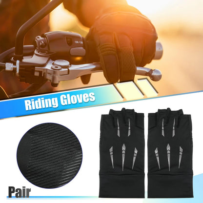 1 Pair Ice Silk Riding Gloves for Motorcycle Half-finger Gloves Black Gray