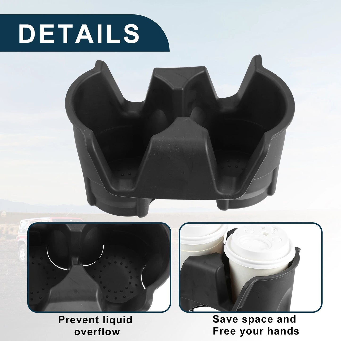 Cup Holder for Jeep Wrangler 2001-2006 - Practical Drink Holder Black