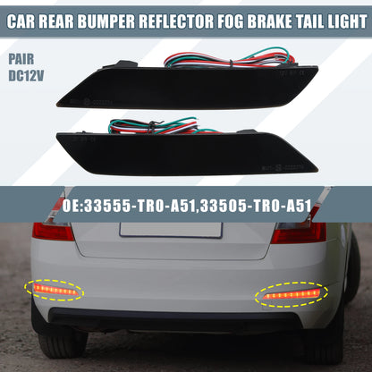 Smoked LED Rear Bumper Reflector Brake Light for Honda Civic (2013-2015)