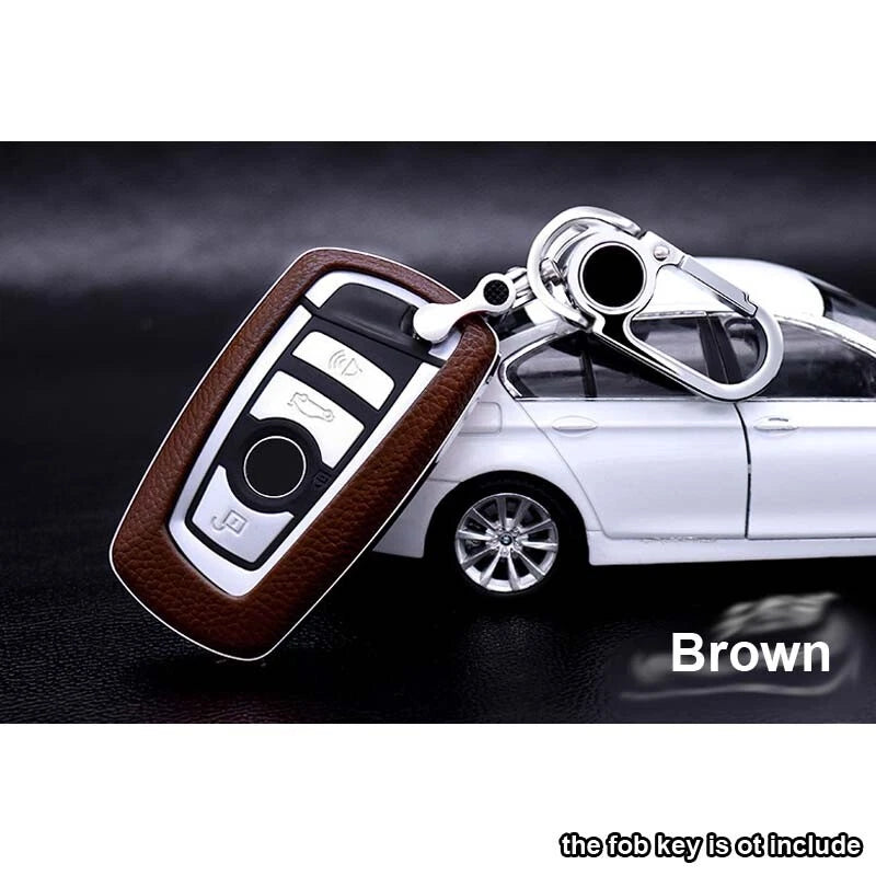 Leather Remote FOB Key Cover Keyless Bag w Keychain for BMW 1 3 4 5 6 X1 X3