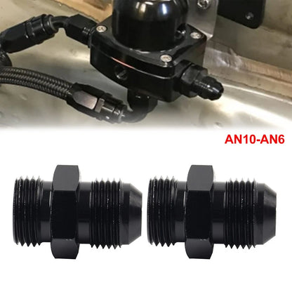 2 x Black Aluminum AN10 Flare to 6AN ORB Male Fitting Adapter for Universal