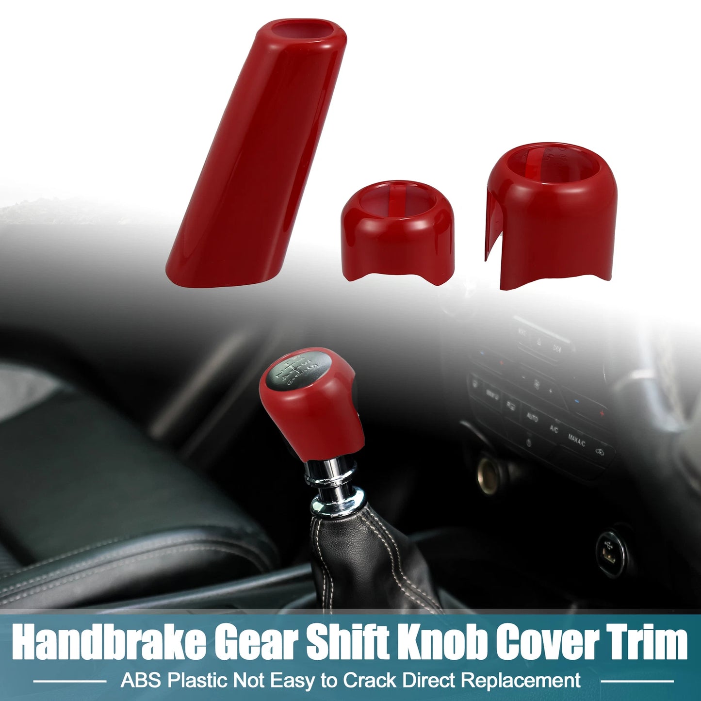 Handbrake Gear Shift Knob Cover Trim Set for Jeep Wrangler JL (2018-2022)