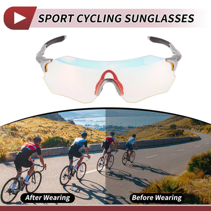 1 Set Riding Goggles Light Red Lens Silver Tone Frame PC TPU for Motorcycle