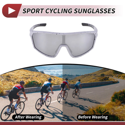 1 Set Motorcycle Riding Goggles Silver Tone Lens Black White Frame PC UV400 for Motorcycle