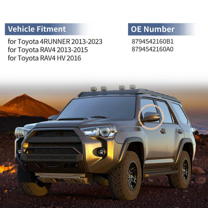 Passenger Side Mirror Cover Cap Gloss Black for Toyota 4Runner (2003-2023)