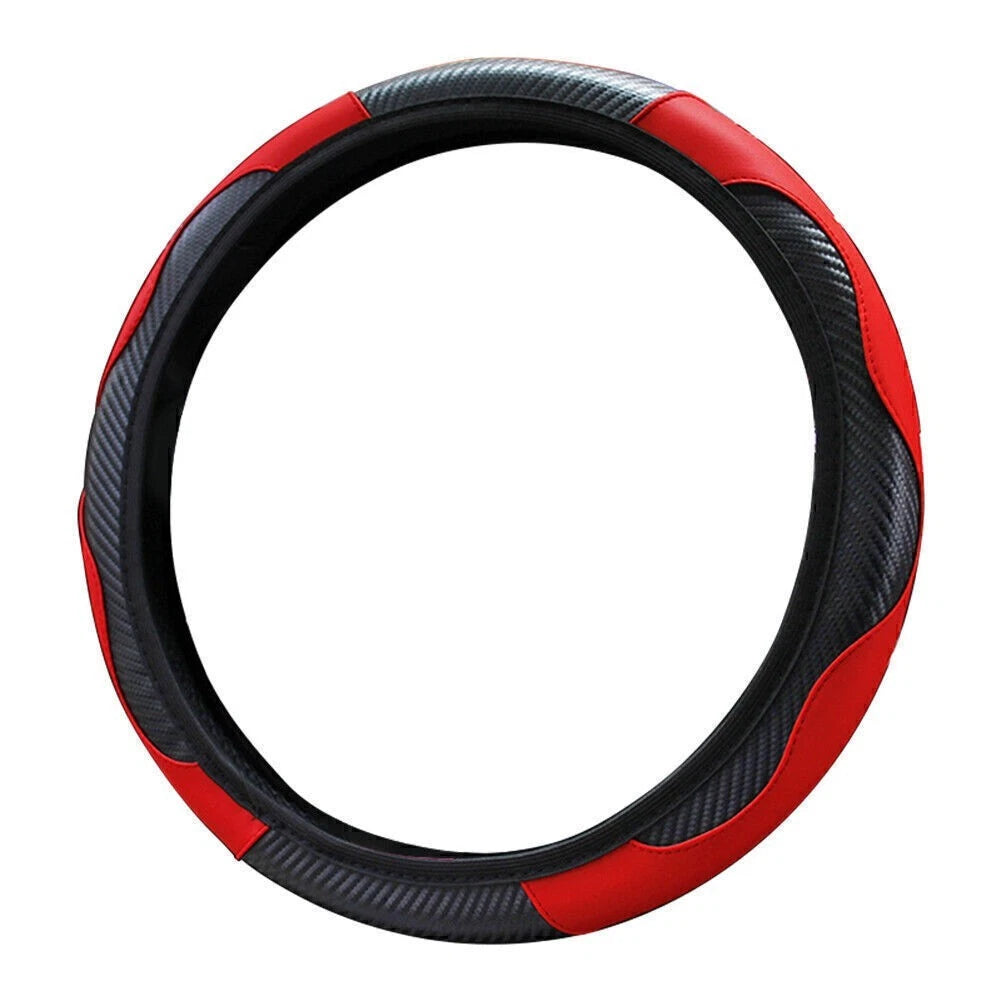 15" Microfiber Leather Steering Wheel Cover for Car SUV Red