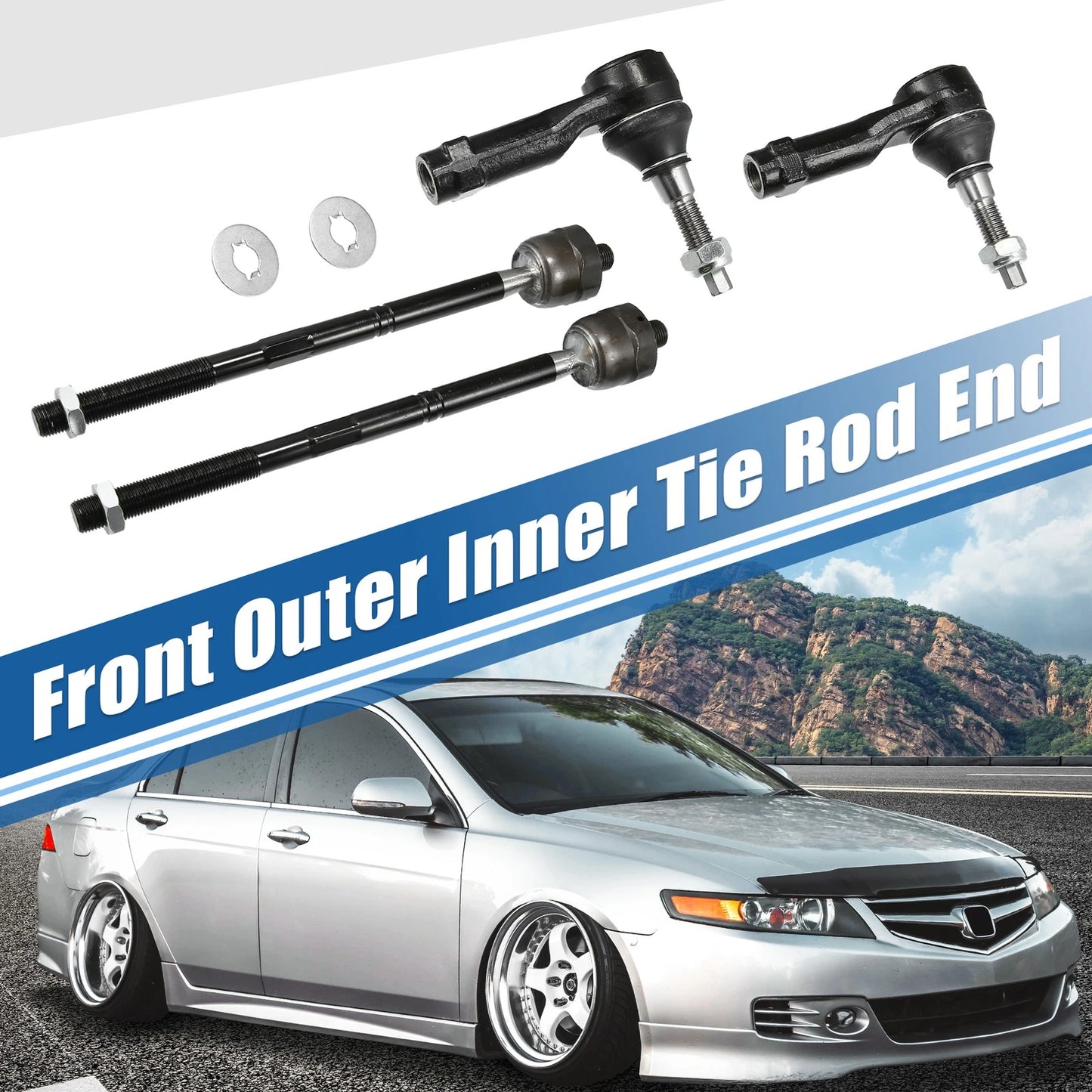 4 Pcs Tie Rod End Links ES3691 EV463 for Ford Lincoln (2000-2006)