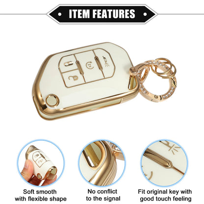 4 x Button Key Fob Shell Cover with Keychain for Jeep Wrangler (2018-2022)