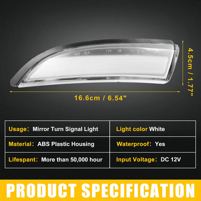 Mirror Turn Signal Light for Ford (Plastic Black Clear) 1 Pair