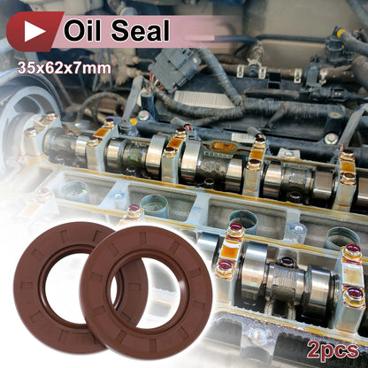 Oil Seal 35x62x7mm Rotary Shaft Seal FKM Rubber Brown 2 x for Make Model