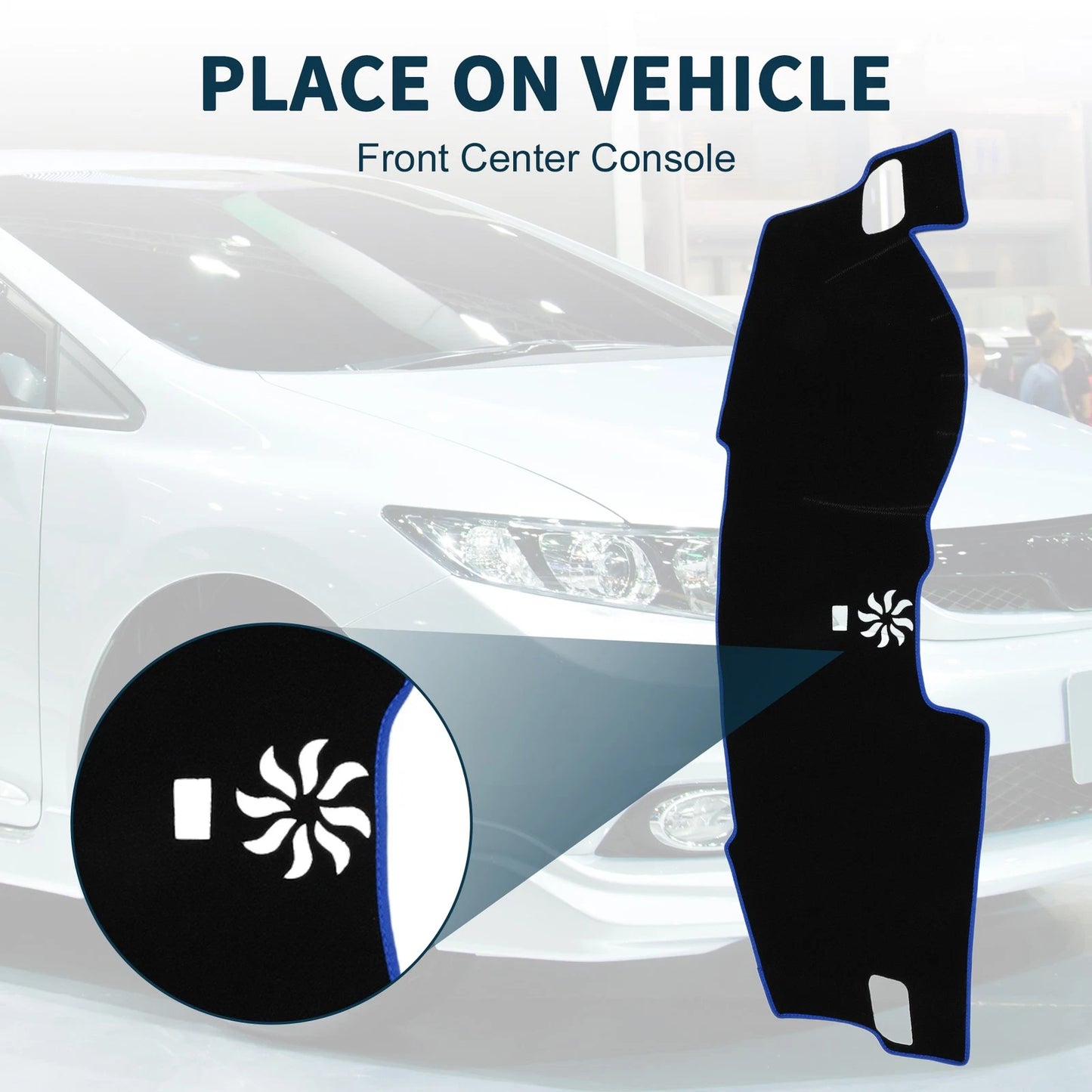Dashboard Cover Mat for Honda Civic FL5 2022-2024 Sun Protector Black Blue