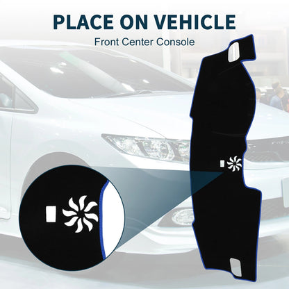 Dashboard Cover Mat for Honda Civic FL5 2022-2024 Sun Protector Black Blue