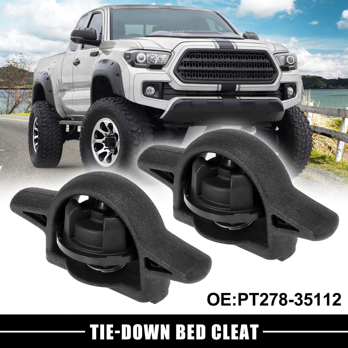 Truck Tie-Down Bed Cargo Cleats for Toyota Tacoma (2005-2020) Black