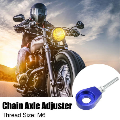 4pcs 12mm Dia Hole Blue Universal Motorcycle Chain Axle Adjuster Tensioners