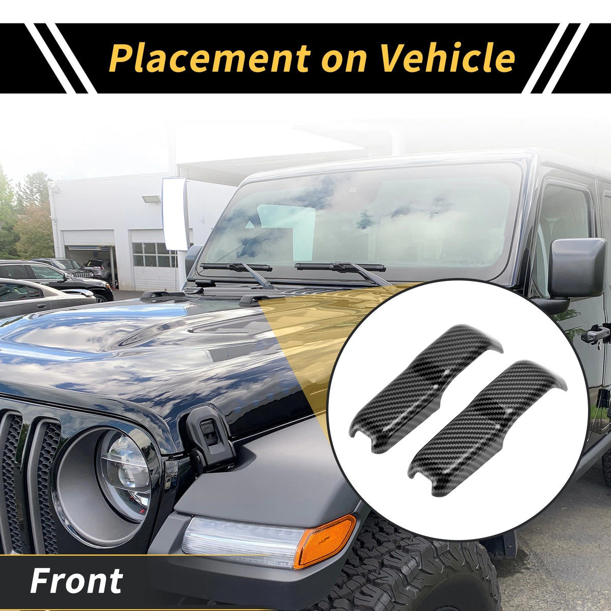 Engine Hood Hinge Covers  for Jeep Wrangler JL (2018-2022) Carbon Fiber