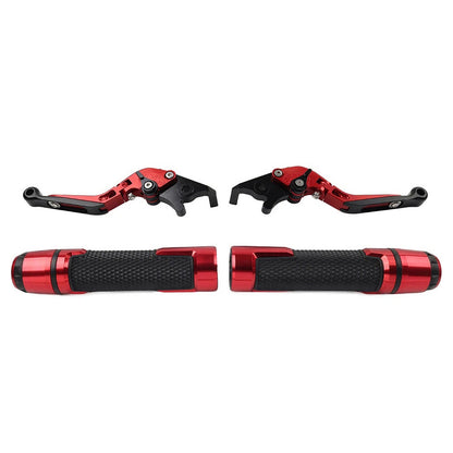 Red Extendable Brake Clutch Levers Grip Set for Kawasaki ZX6R (2005-2023)