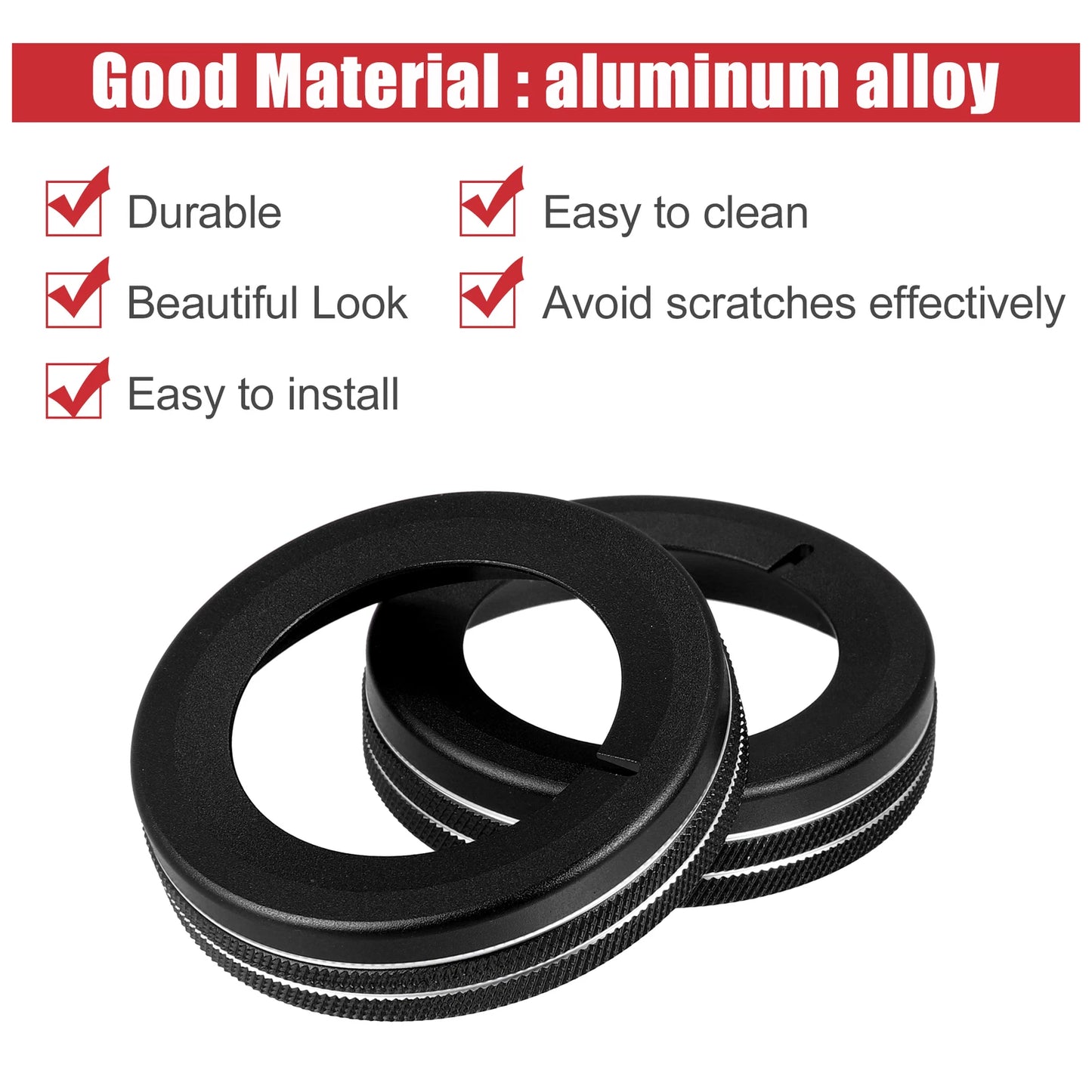 4 x Black Aluminum Center Control Ring Knob Covers for Chevrolet Camaro