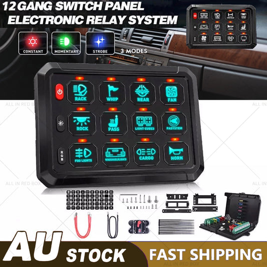 12 Gang LED Control Panel 12V 24V 100A for Truck SUV UTE