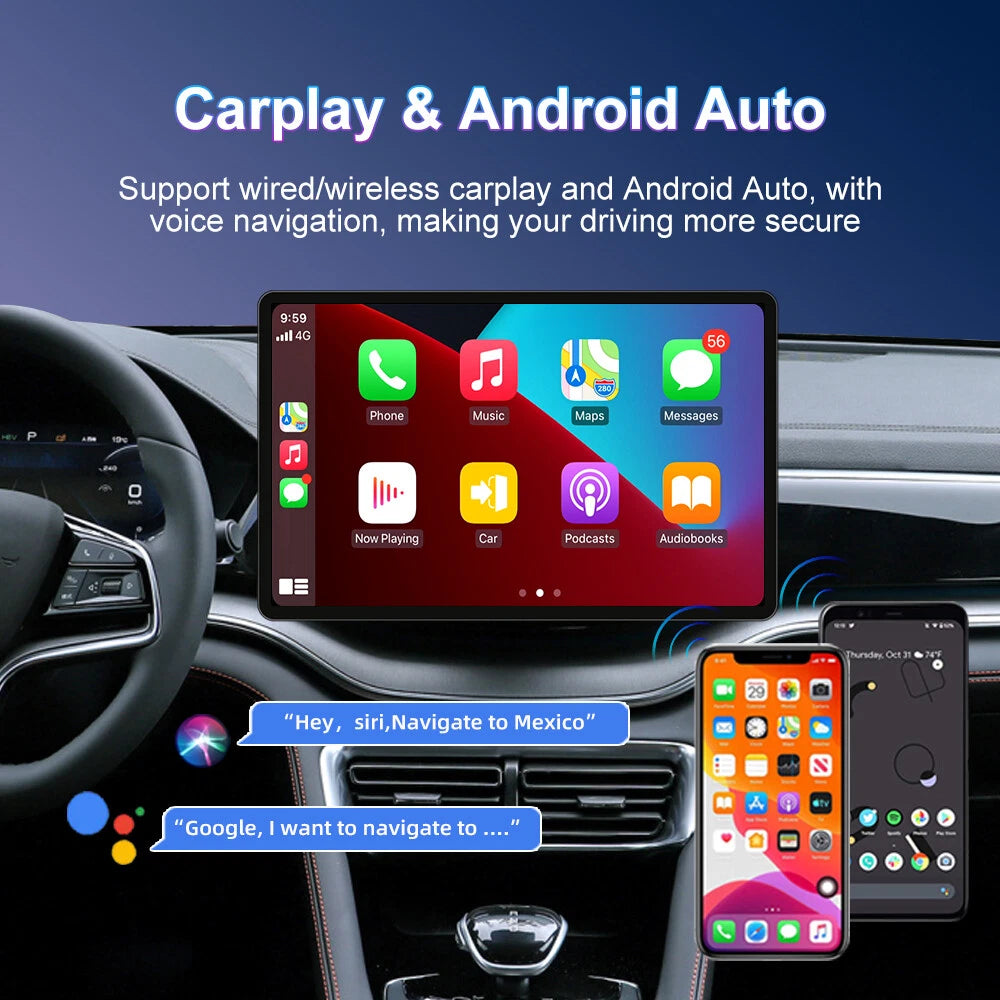13.3" Android Car Stereo Radio Touch Screen 1DIN Carplay GPS Wifi
