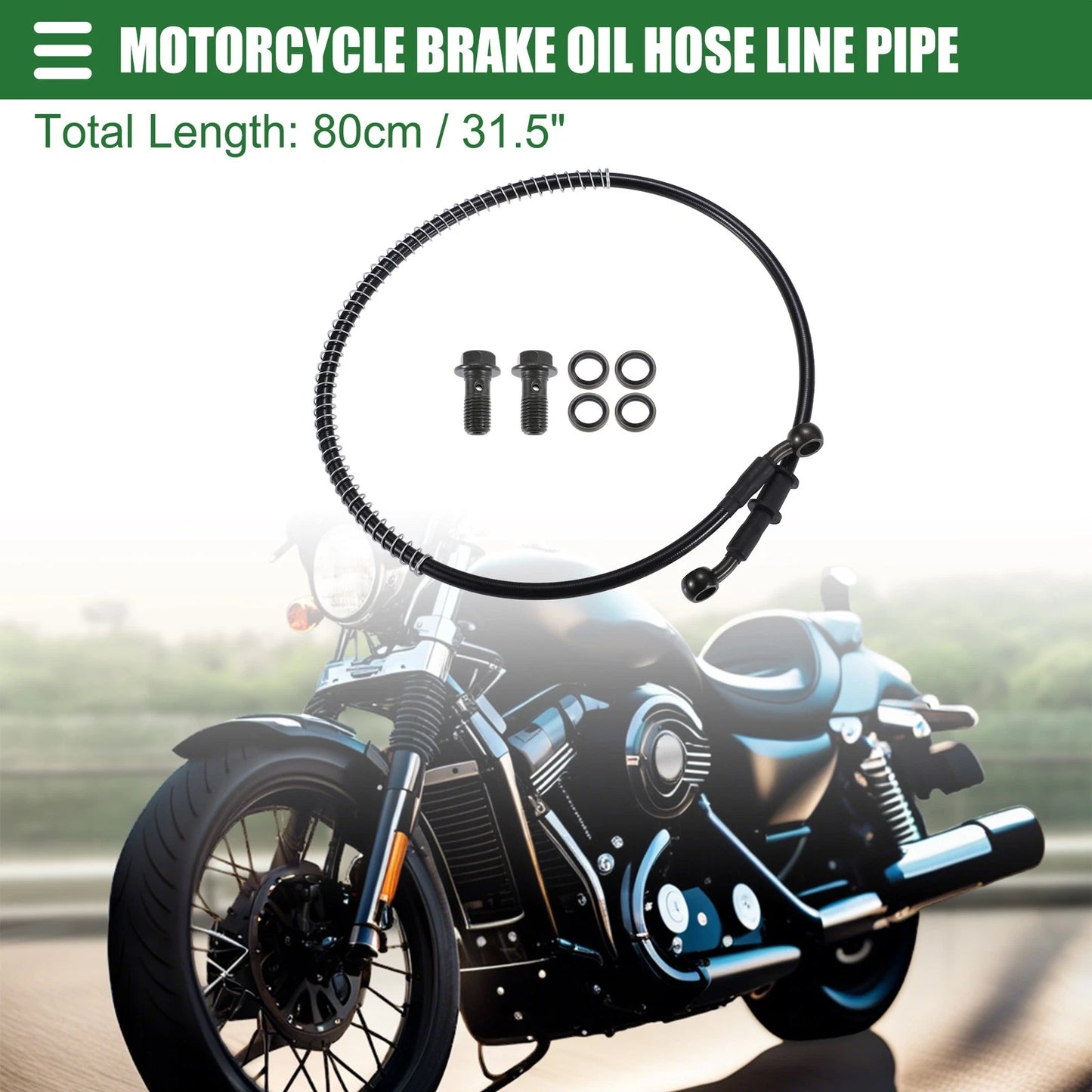 Brake Oil Hose Line Pipe 10mm 80cm Universal Black 28 Degree