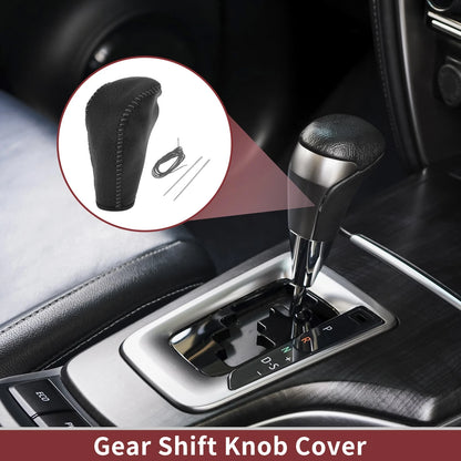 Gear Shift Knob Cover for BMW 3 Series E90 2004-2012 Black Gray Faux Leather