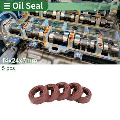 Oil Seal 14x24x7mm 5 Pcs Rotary Shaft Seal Fluorine Rubber for MakeModel