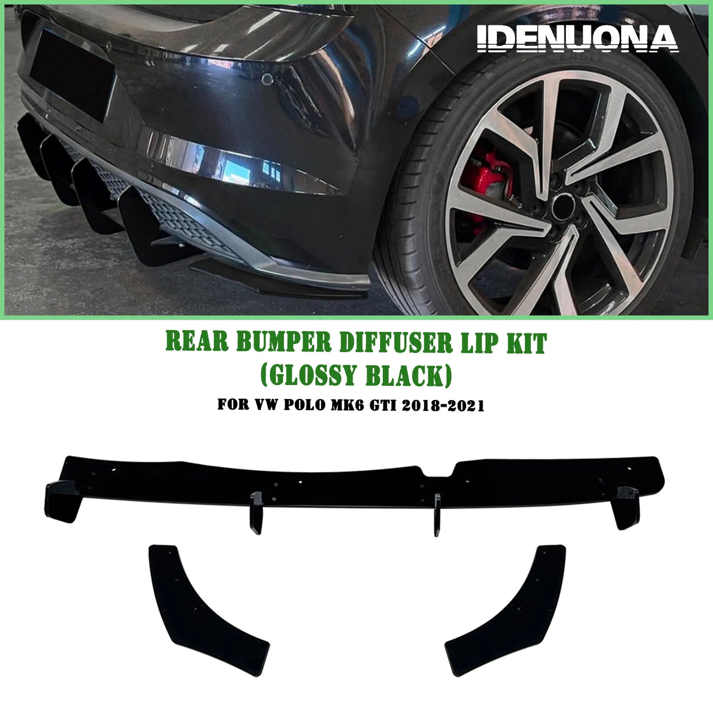 Rear Bumper Diffuser Lip Kit for VW Polo MK6 GTI (2018-2021)