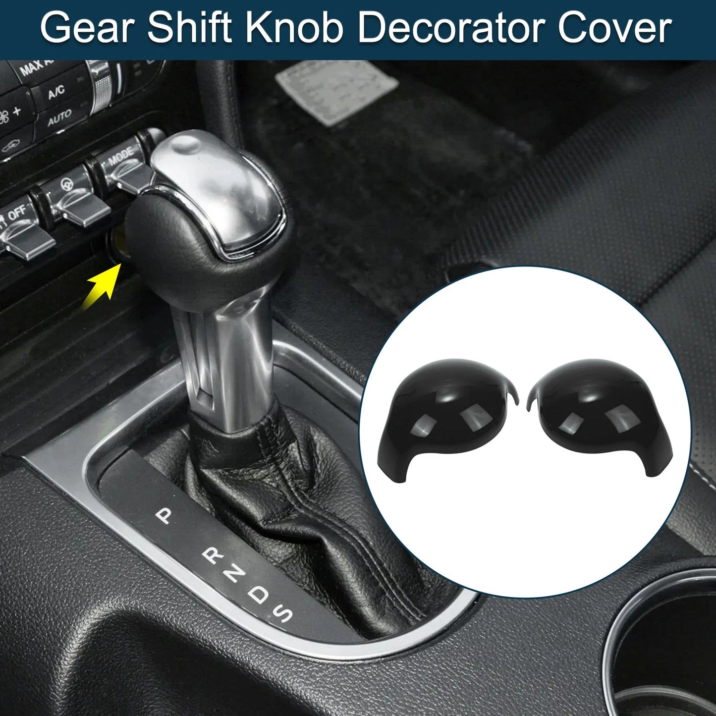 Black Gear Shift Knob Cover for Ford Mustang (2015-2023) 1 Set